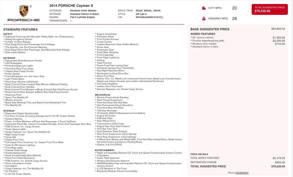 Used 2014 Porsche Cayman S RWD image 5