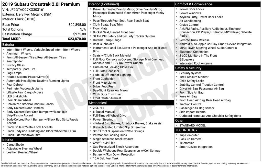Used 2019 Subaru Crosstrek 2.0i Premium image 31