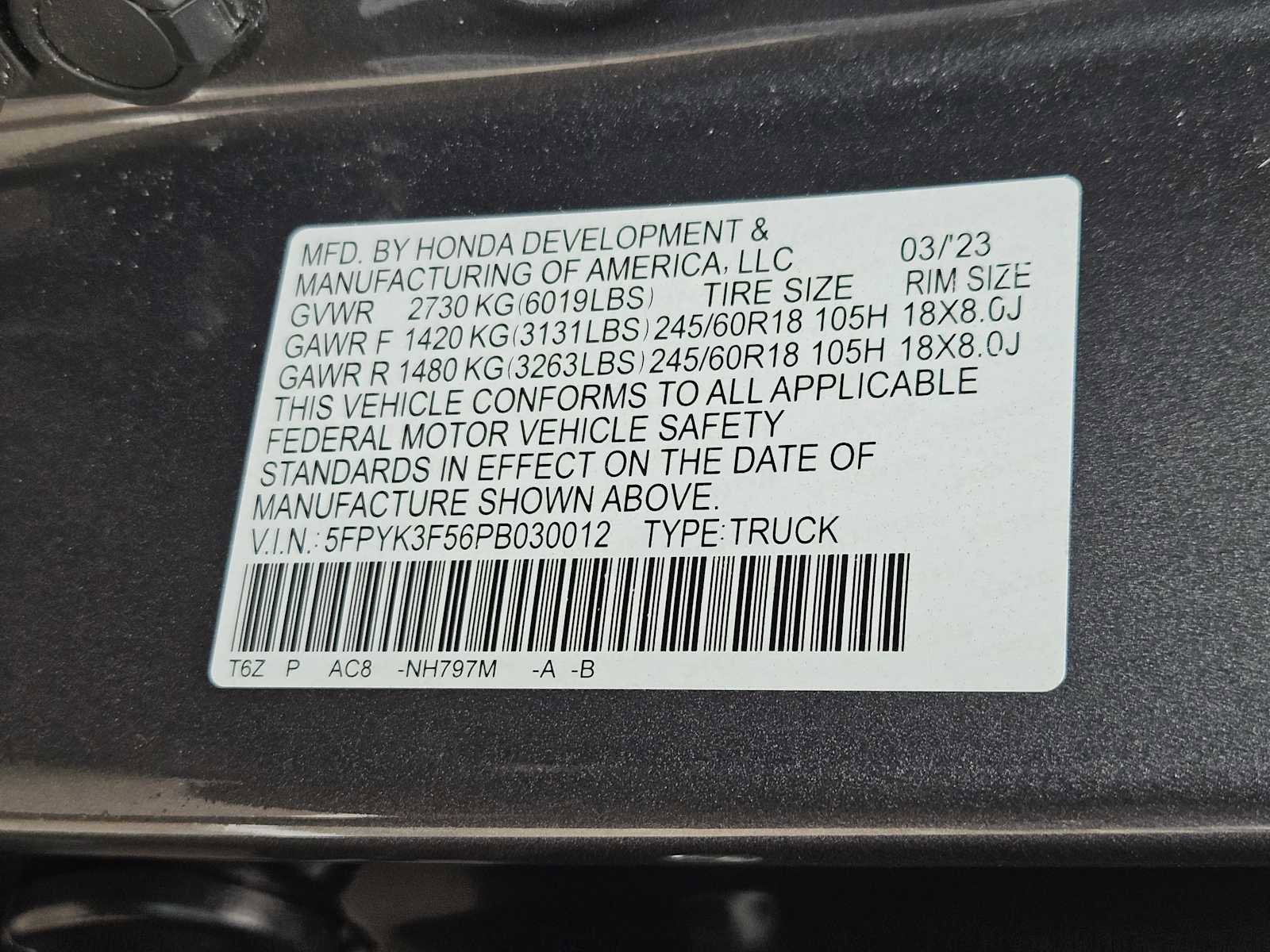 Certified 2023 Honda Ridgeline RTL image 33