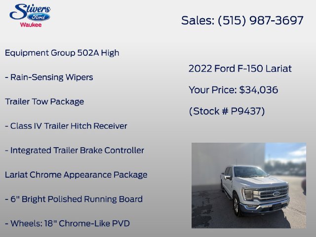 Used 2022 Ford F150 Lariat w/ Equipment Group 502A High AWD/4WD image 22