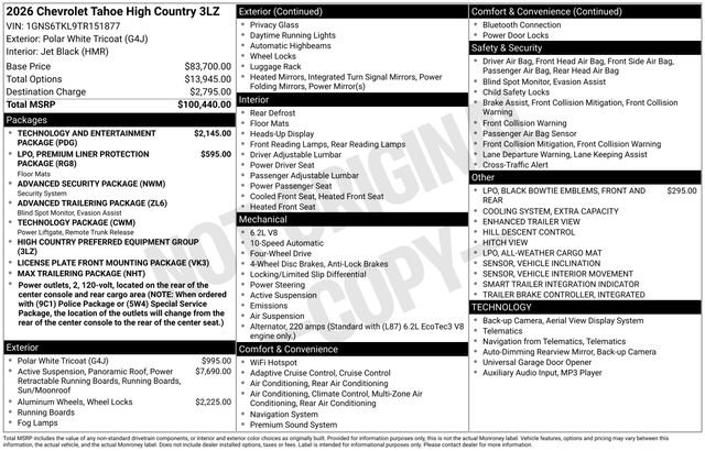 New 2026 Chevrolet Tahoe High Country image 18