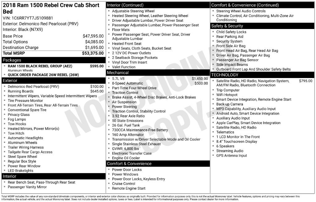Certified 2018 RAM 1500 Rebel w/ Ram 1500 Black Rebel Group AWD/4WD image 8