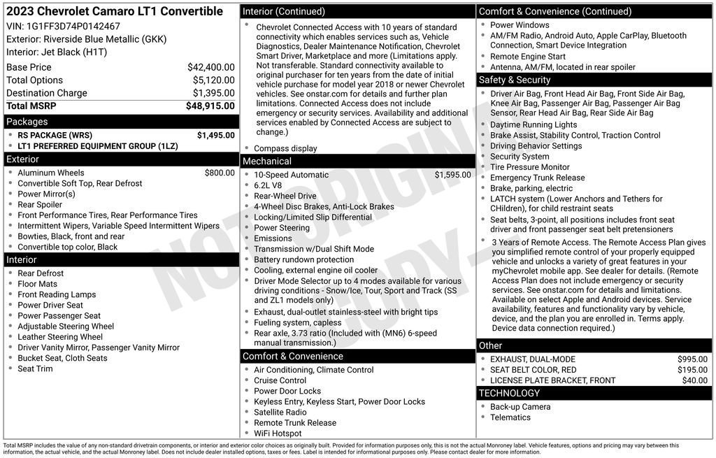 Certified 2023 Chevrolet Camaro LT w/ RS Package RWD image 41