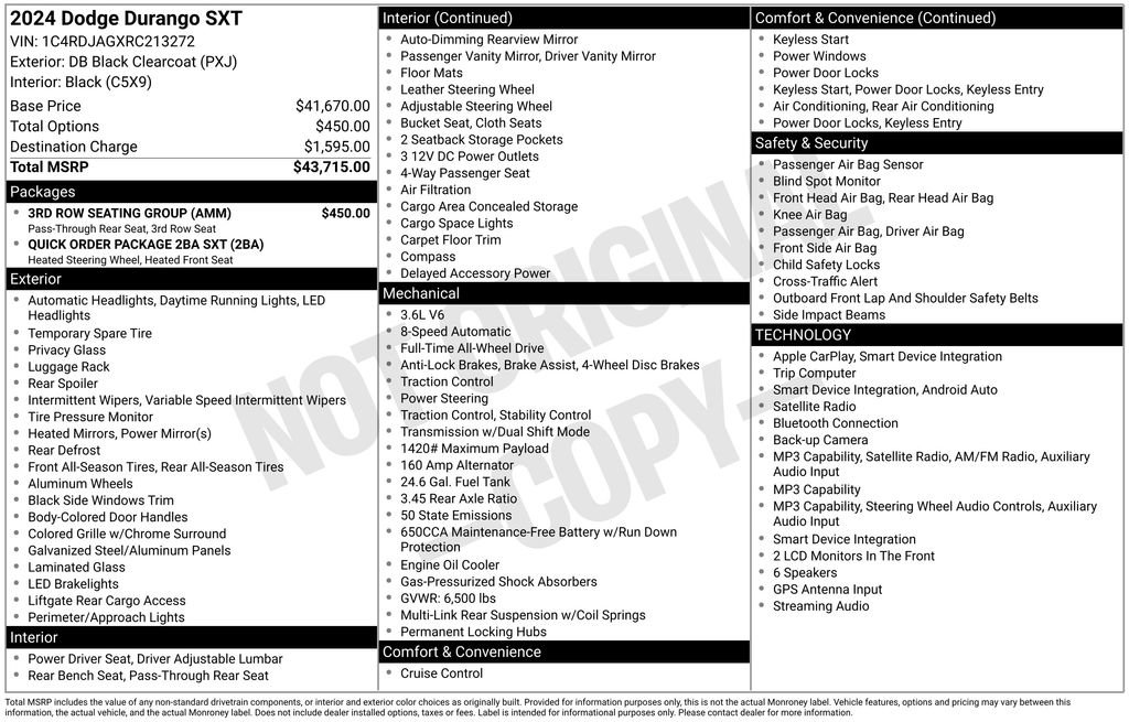 Used 2024 Dodge Durango SXT w/ 3rd Row Seating Group AWD/4WD image 3
