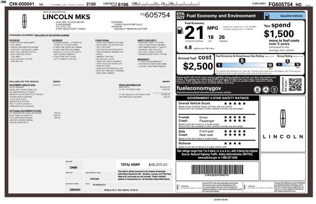 Used 2015 Lincoln MKS AWD w/ Equipment Group 101A image 35