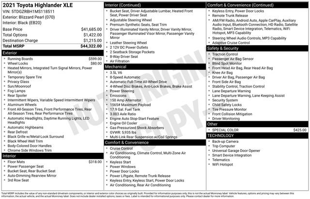 Used 2021 Toyota Highlander XLE image 9