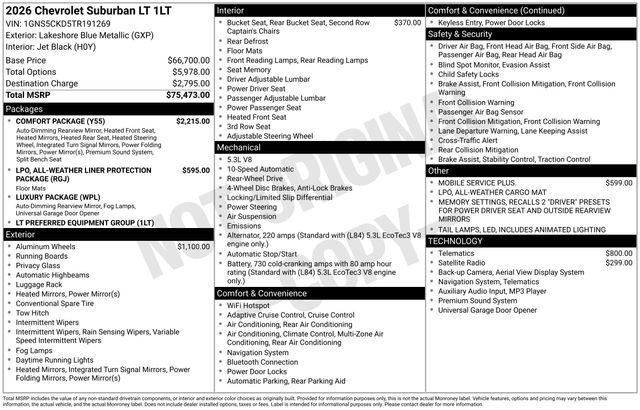 New 2026 Chevrolet Suburban LT w/ Comfort Package image 4