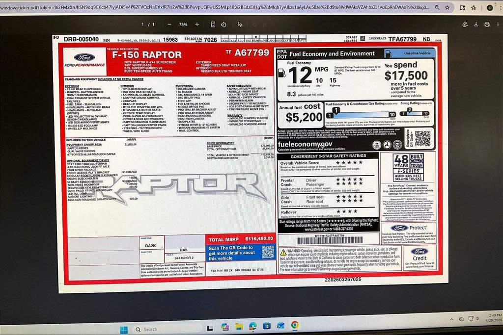 New 2026 Ford F150 Raptor AWD/4WD image 14