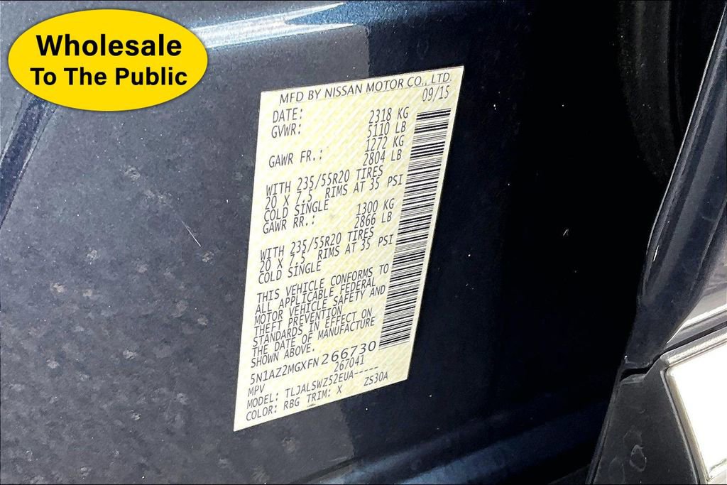 Used 2015 Nissan Murano Platinum w/ Cargo Package w/Cover FWD image 14