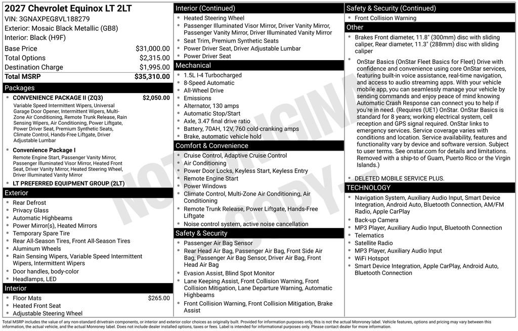 New 2027 Chevrolet Equinox LT w/ Convenience Package II AWD/4WD image 4