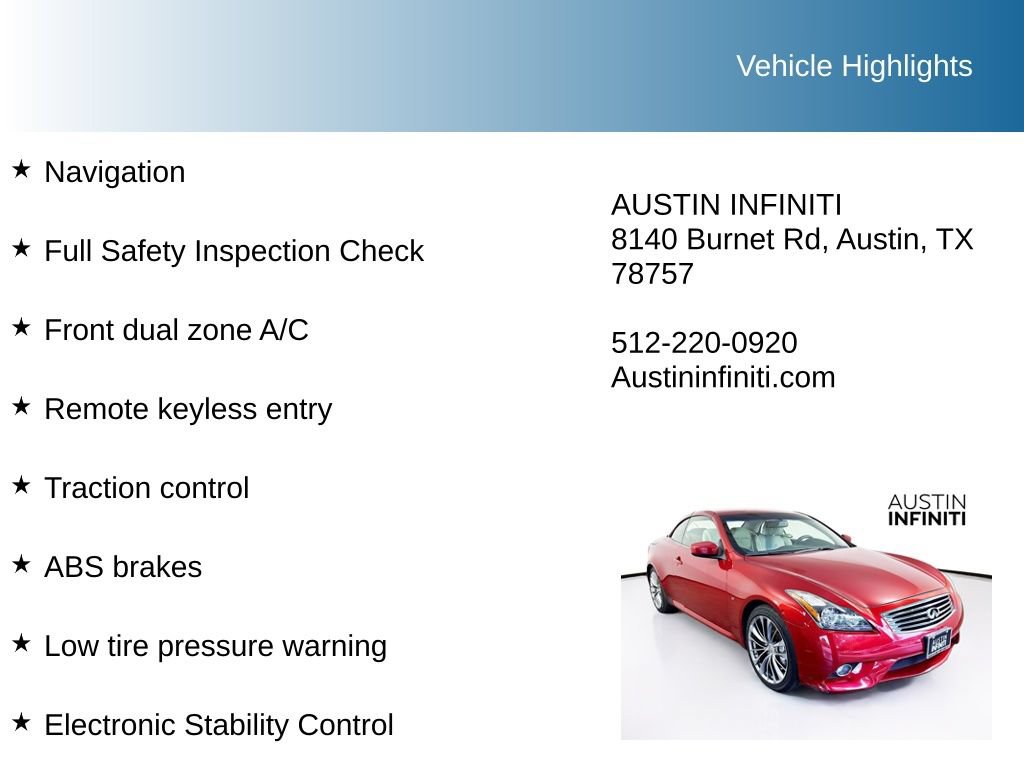 Used 2014 INFINITI Q60 Convertible w/ Premium Package RWD image 10