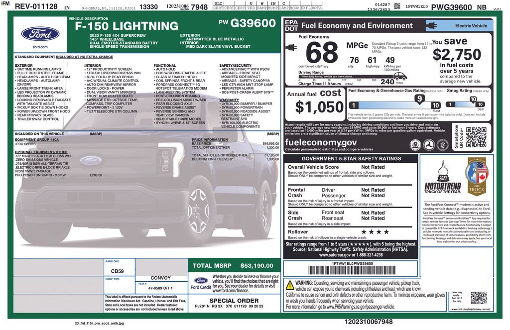 Used 2023 Ford F150 Lightning Pro AWD/4WD image 36