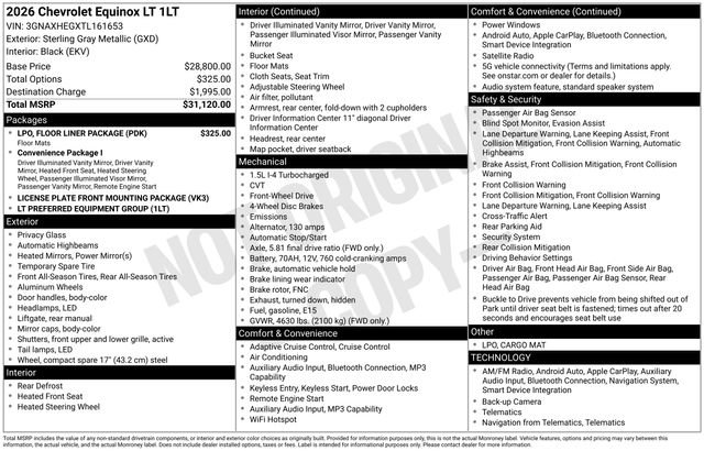 Certified 2026 Chevrolet Equinox LT w/ LPO, Floor Liner Package FWD image 24