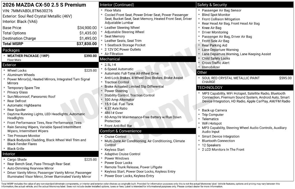 New 2026 MAZDA CX-50 AWD 2.5 S w/ Weather Package image 10