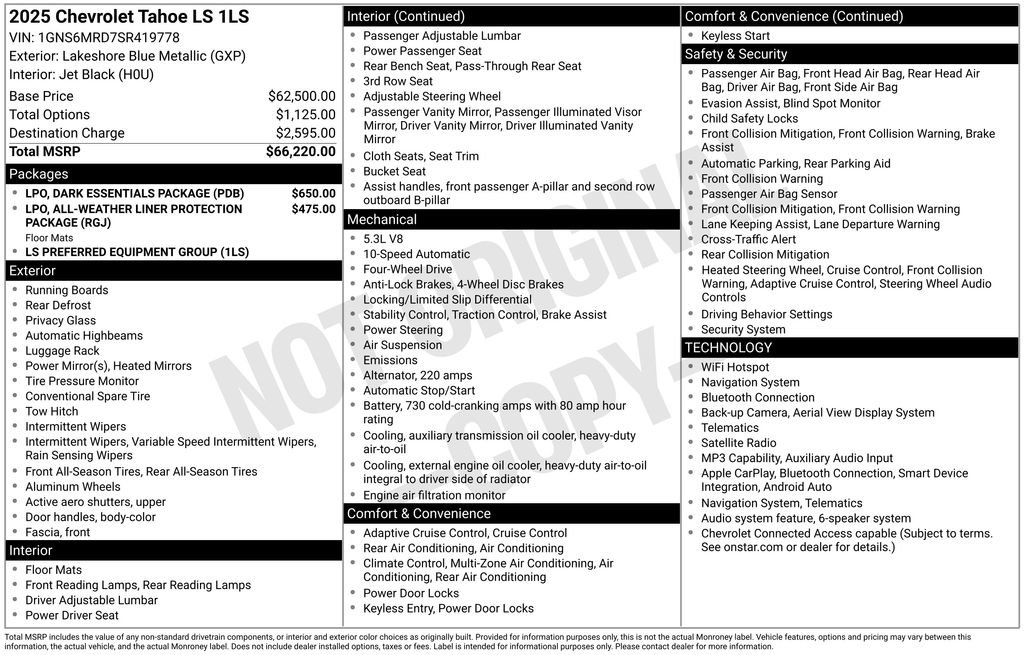New 2025 Chevrolet Tahoe LS w/ LPO, Dark Essentials Package AWD/4WD image 28