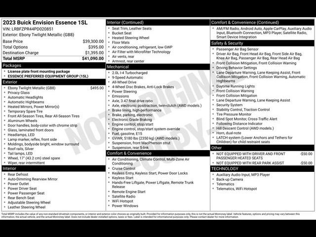 Certified 2023 Buick Envision Essence AWD/4WD image 30