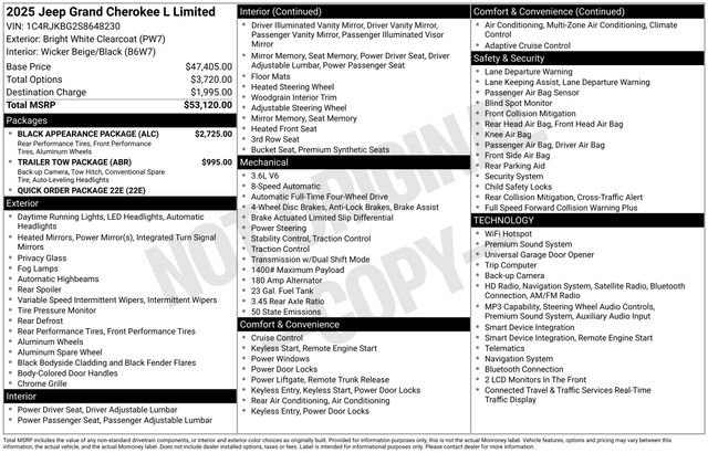 Used 2025 Jeep Grand Cherokee L Limited w/ Black Appearance Package AWD/4WD image 6