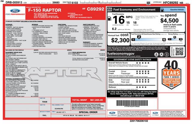 Used 2017 Ford F150 Raptor w/ Equipment Group 802A Luxury AWD/4WD image 9