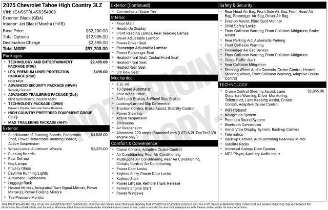 Certified 2025 Chevrolet Tahoe High Country AWD/4WD image 49