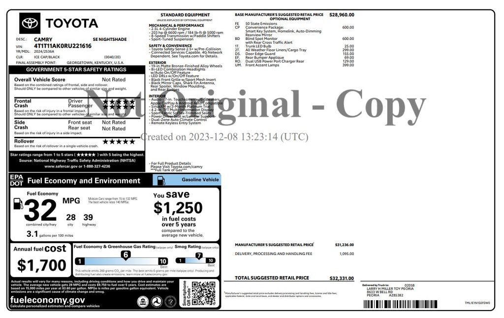 Used 2024 Toyota Camry SE w/ Convenience Package FWD image 2