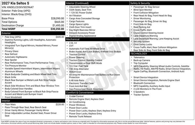 New 2027 Kia Seltos S AWD/4WD image 5