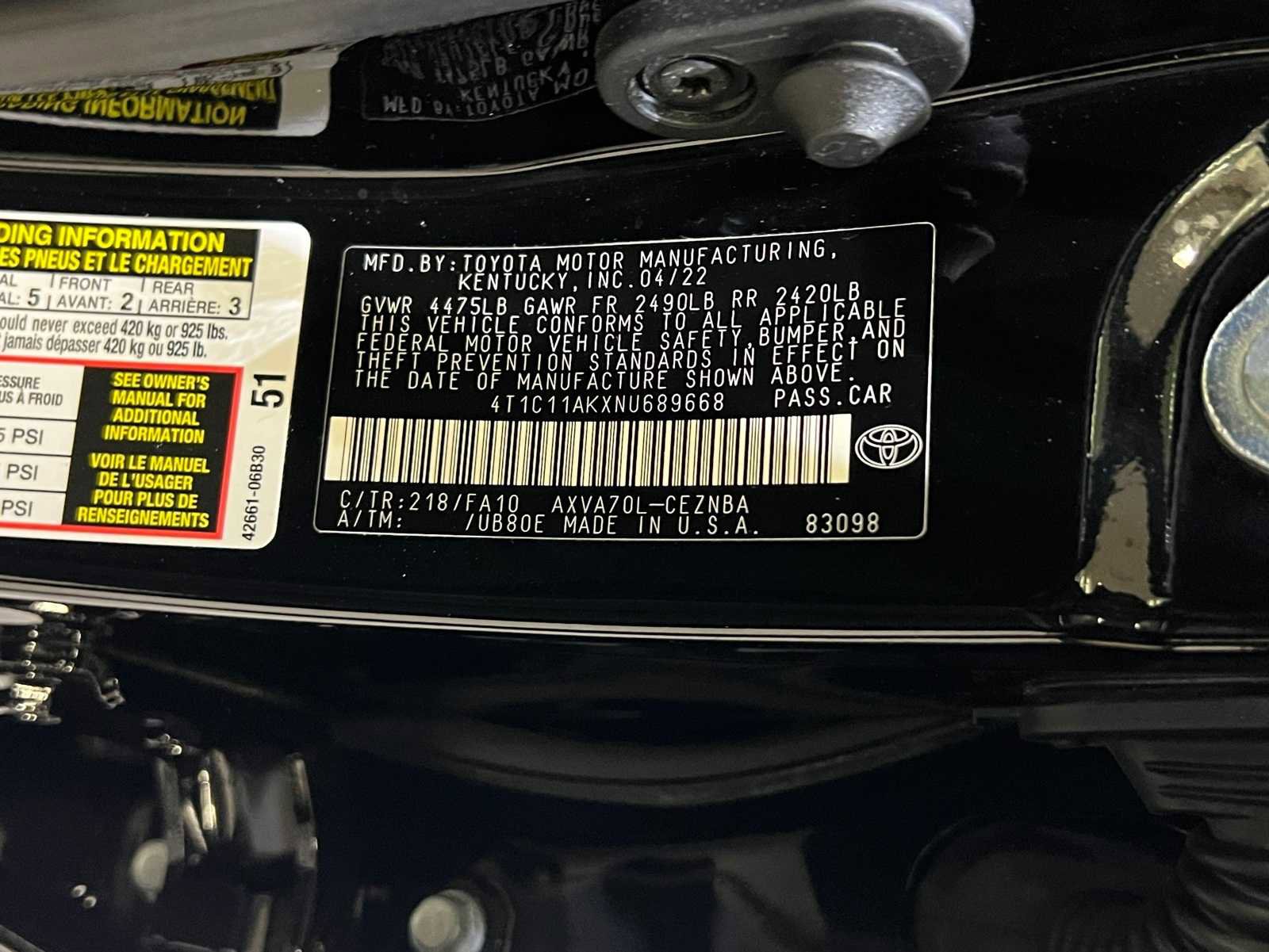 Certified 2022 Toyota Camry LE w/ Carpet Mat Package (TMS) image 27