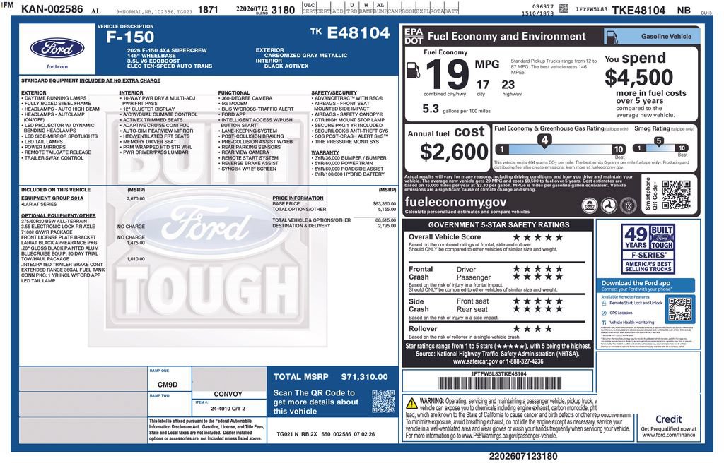 New 2026 Ford F150 Lariat w/ Equipment Group 501A Mid AWD/4WD image 4