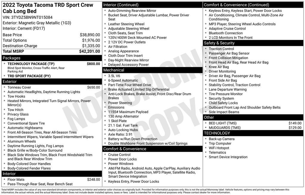 Certified 2022 Toyota Tacoma TRD Sport w/ Technology Package image 66