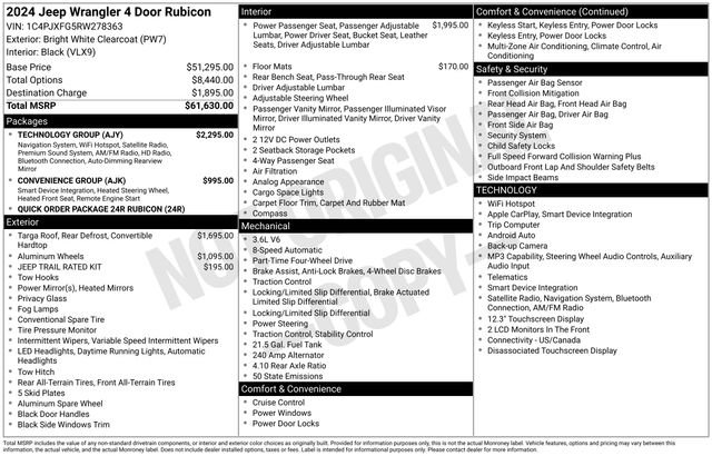 Used 2024 Jeep Wrangler Unlimited Rubicon w/ Technology Group AWD/4WD image 7