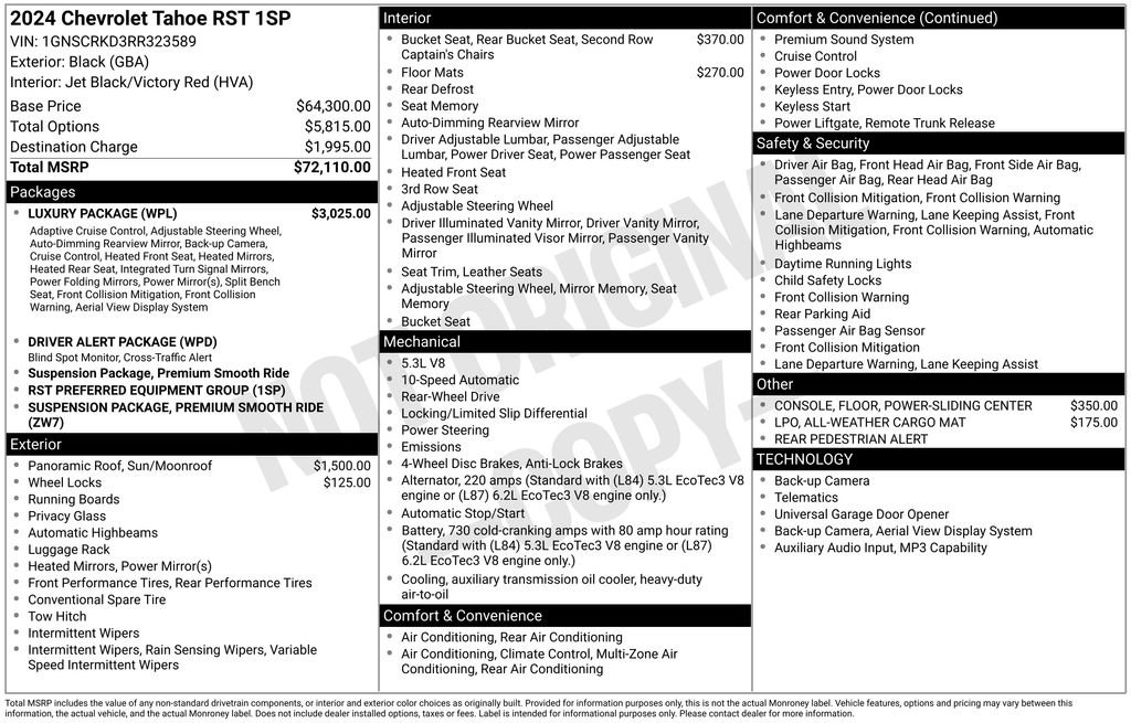 Certified 2024 Chevrolet Tahoe RST w/ Luxury Package RWD image 46