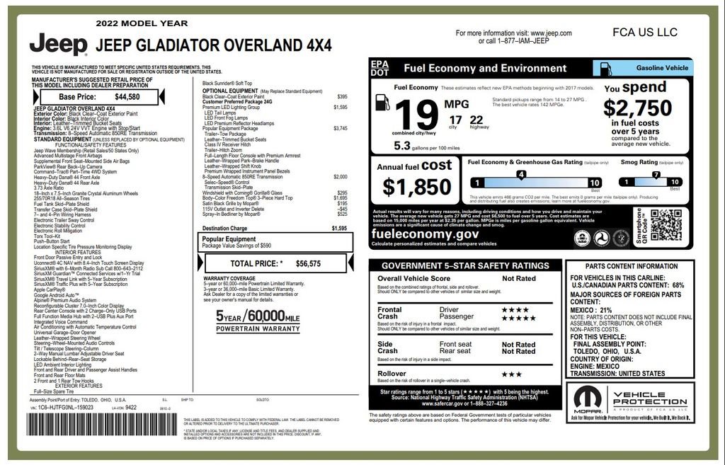 Used 2022 Jeep Gladiator Overland w/ Popular Equipment Package image 3