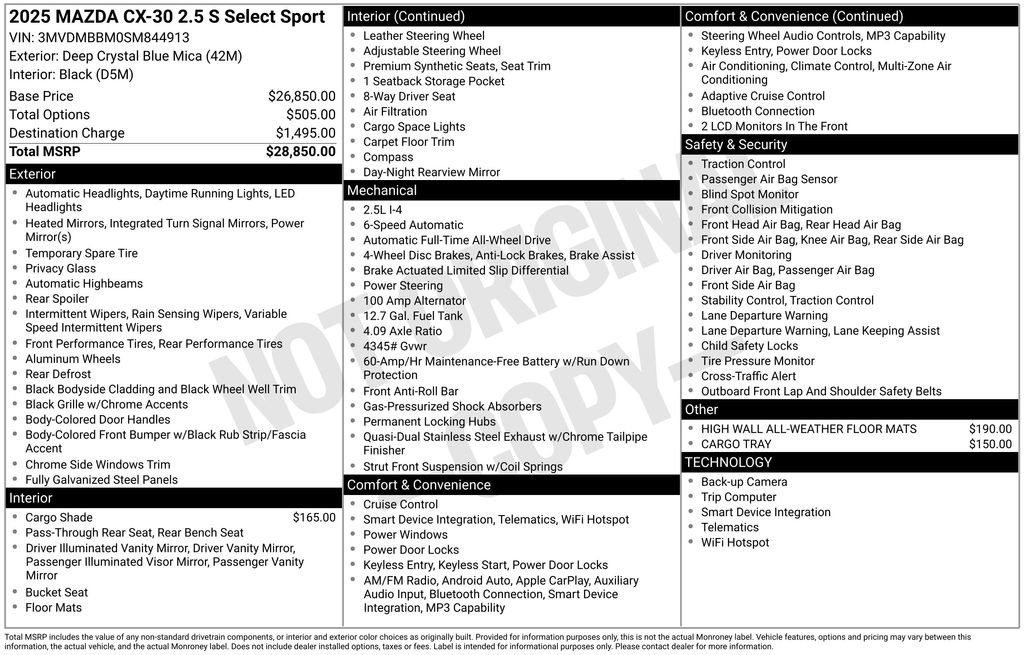Used 2025 MAZDA CX-30 AWD 2.5 S w/ Select Sport Pkg image 13