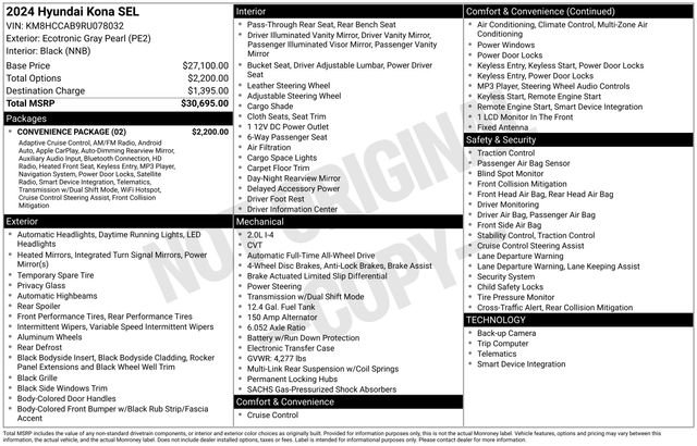 Used 2024 Hyundai Kona SEL w/ Convenience Package image 28