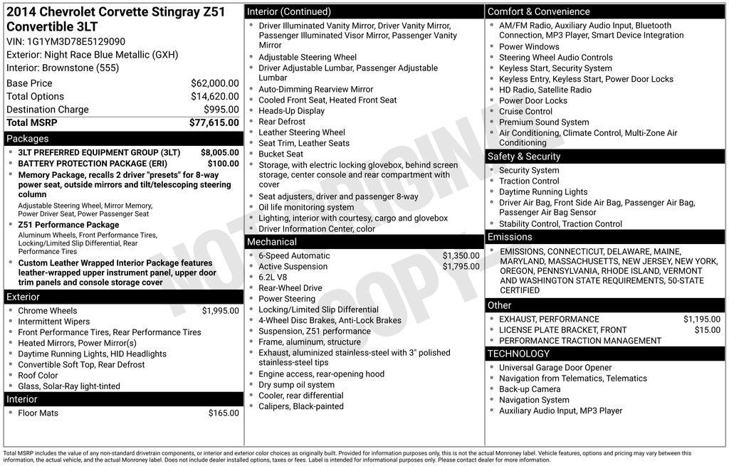 Used 2014 Chevrolet Corvette Stingray Convertible w/ 3LT Preferred Equipment Group image 7