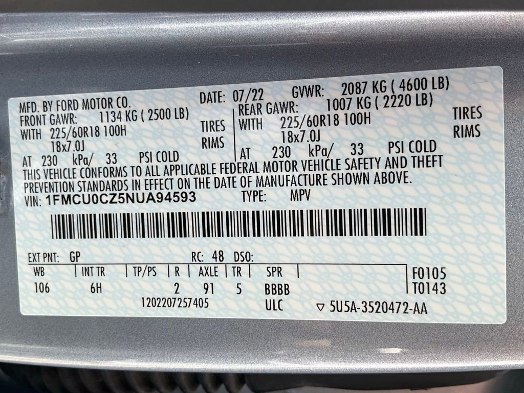 Used 2022 Ford Escape SEL w/ Technology Package image 55