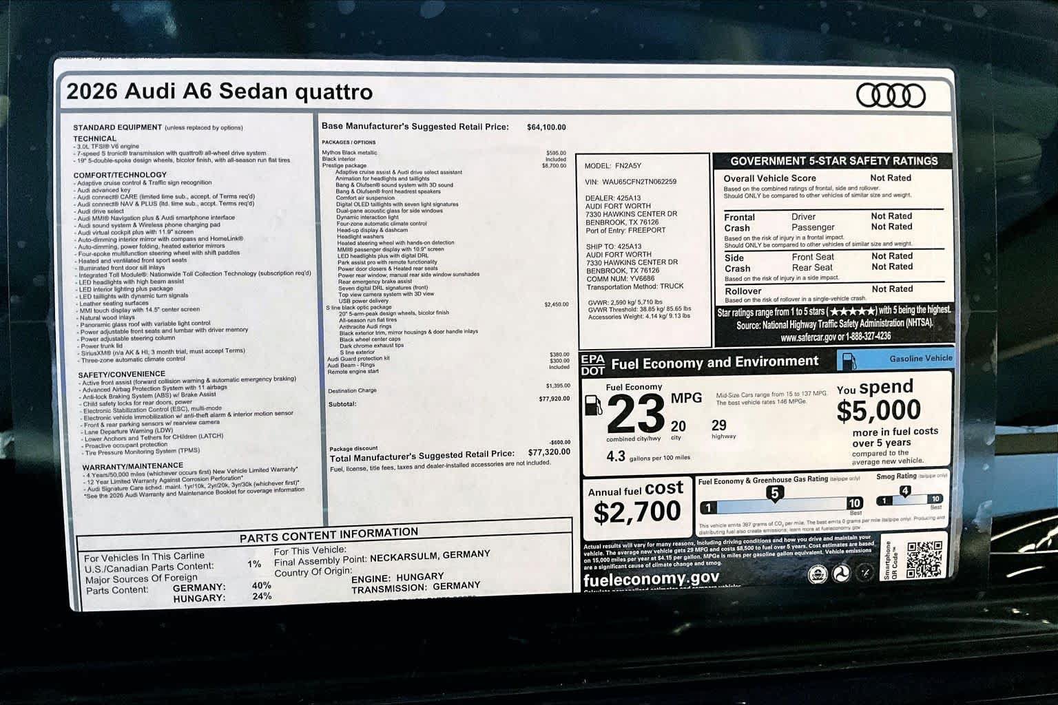 New 2026 Audi A6 Prestige AWD/4WD image 19