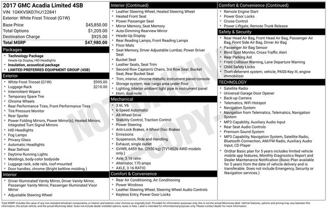 Used 2017 GMC Acadia Limited SLT AWD/4WD image 10