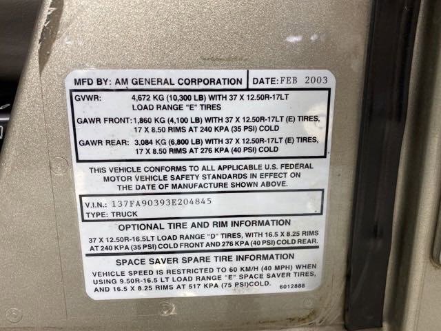 Used 2003 HUMMER H1 4-Door Open Top image 29