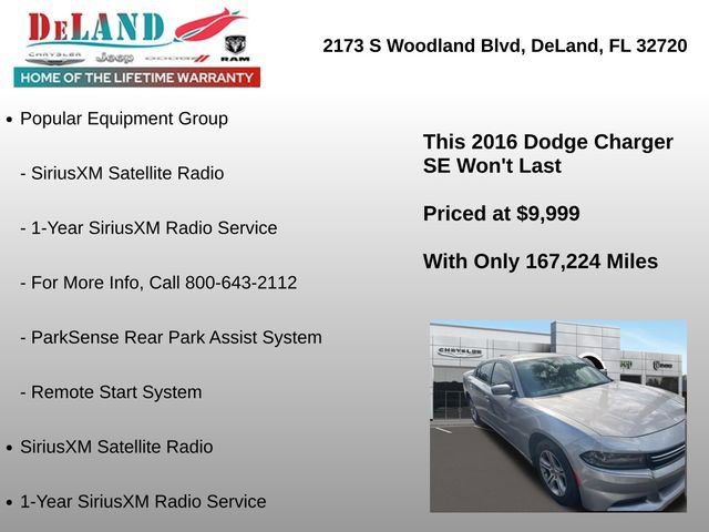 Used 2016 Dodge Charger SE w/ Popular Equipment Group RWD image 2