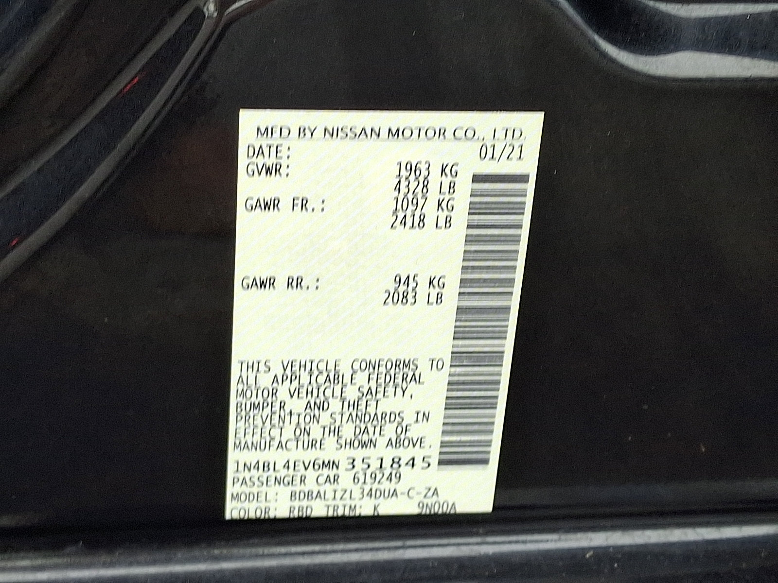 Certified 2021 Nissan Altima 2.5 SL FWD image 27
