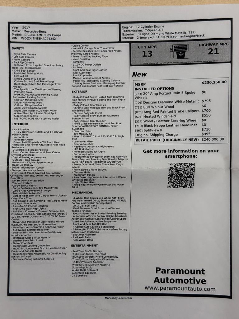 Used 2017 Mercedes-Benz S 65 AMG Coupe image 44