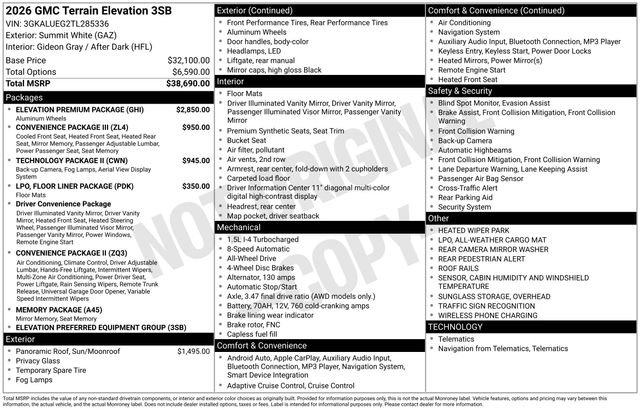 New 2026 GMC Terrain Elevation w/ Elevation Premium Package