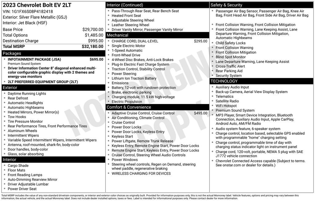 Certified 2023 Chevrolet Bolt LT w/ Infotainment Package FWD image 7