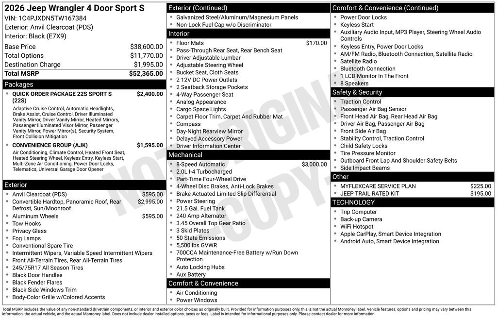 New 2026 Jeep Wrangler Sport S AWD/4WD image 46