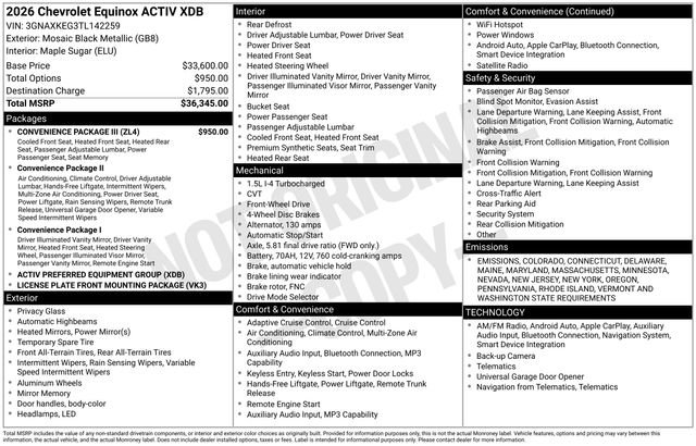 New 2026 Chevrolet Equinox ACTIV w/ Convenience Package III image 5