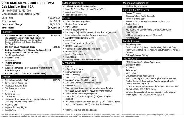 Used 2020 GMC Sierra 2500 SLT w/ SLT Convenience Package AWD/4WD image 45