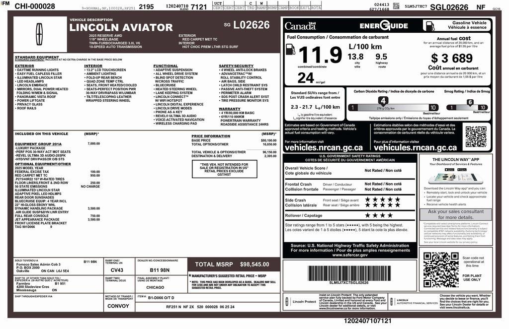 Used 2025 Lincoln Aviator Reserve w/ Equipment Group 201A image 2