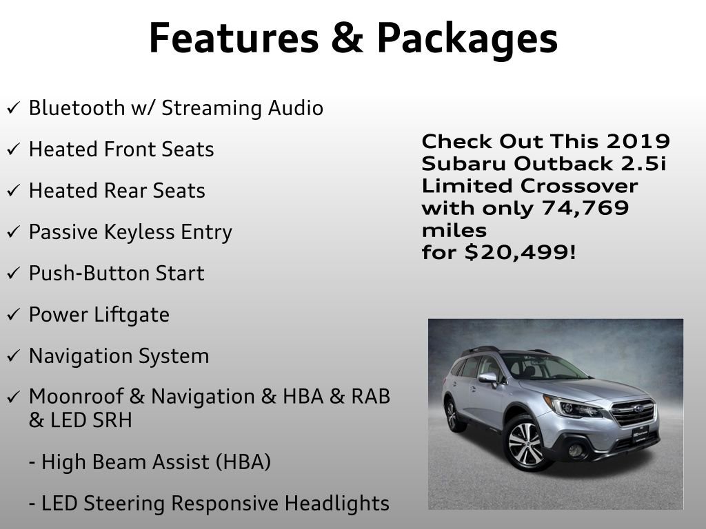 Used 2019 Subaru Outback 2.5i Limited w/ Protection Package #1 image 8