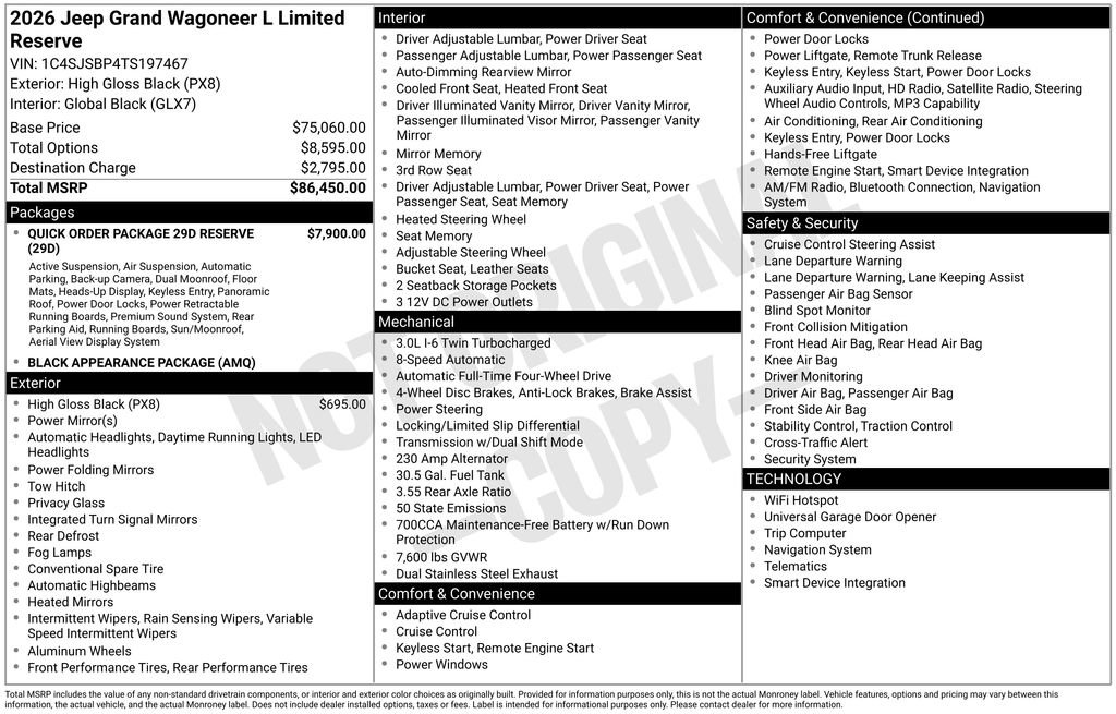 New 2026 Jeep Grand Wagoneer L Limited AWD/4WD image 15