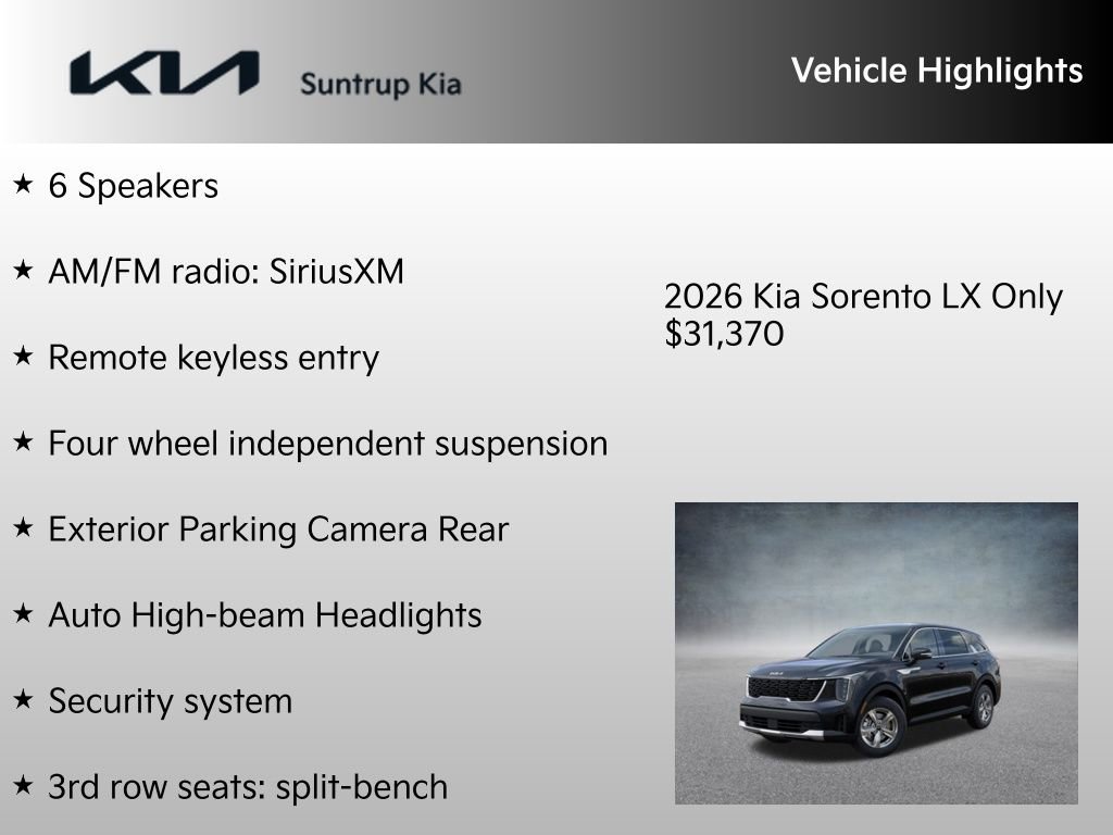 New 2026 Kia Sorento LX image 7